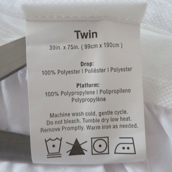 Vintage 90s Y2K White Twin Bed Skirt Eyelet Embroidery Scalloped Hem 14" Drop - Picture 7 of 8